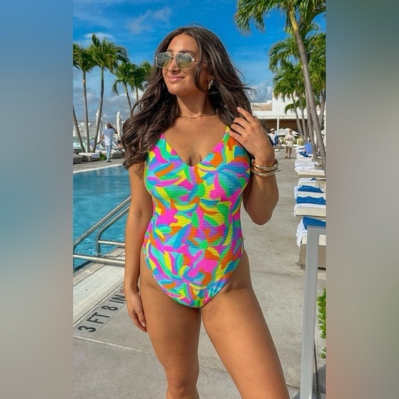 Show Me Your Mumu Bathing Suit Colorful Laguna Contour Scrunch Size NWOT Small - Picture 1 of 6